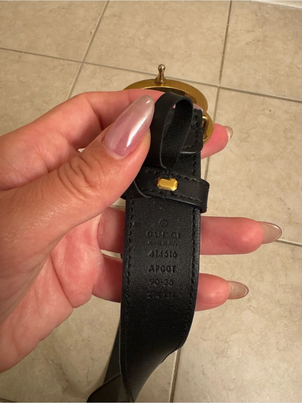 Gucci Black Leather Belt with Gold Double G Buckle